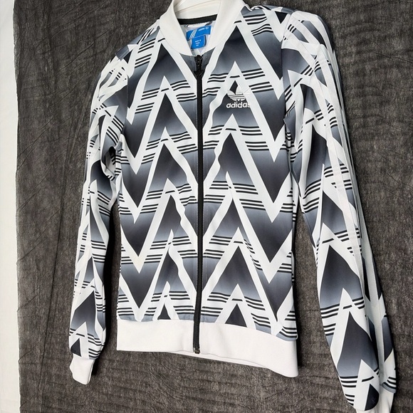 Adidas Originals Zig Zag Track Jacket Gray White Full Zip Women’s XS(A250) - Picture 3 of 9